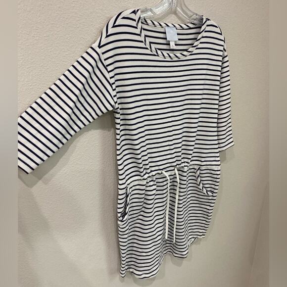 Sunday‎ dress three-quarter sleeves, white navy blue stripes size medium - Picture 5 of 7